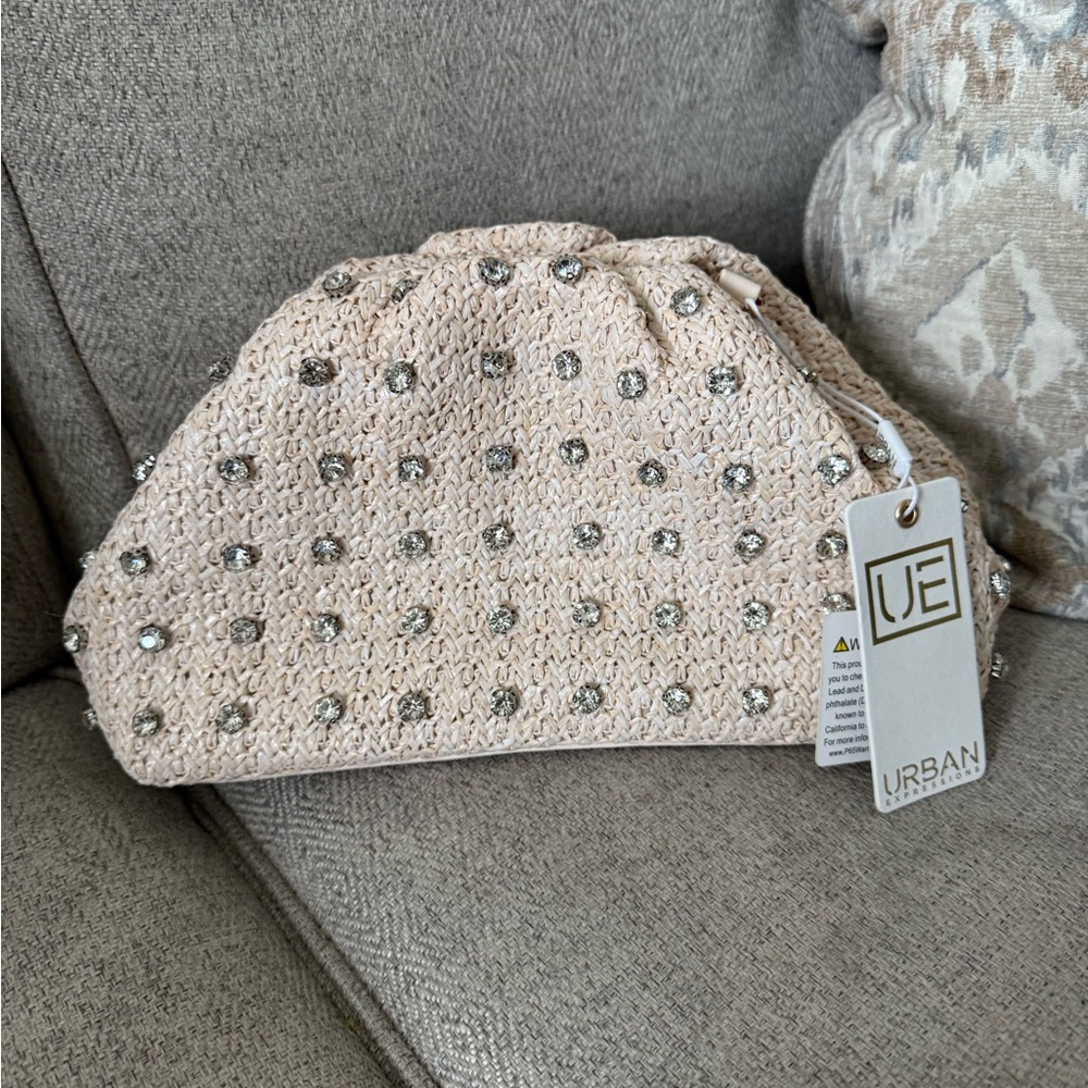 Urban Expressions Beige Embellished Clutch